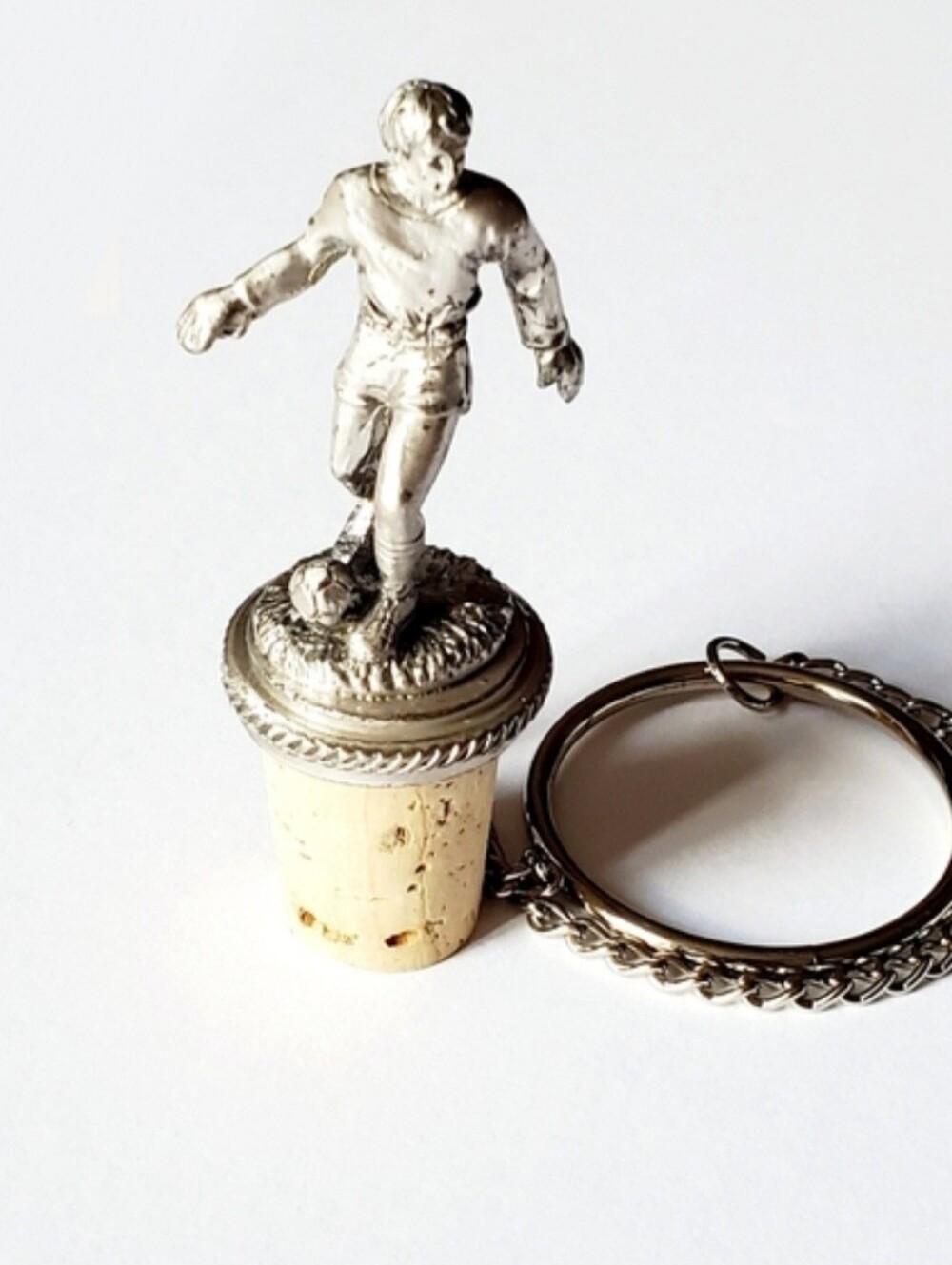 Solid Pewter Soccer Player Bottle Stopper